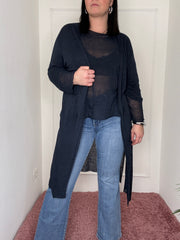 CARDIGAN RETE  BLU