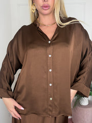 CAMICIA RASO TABACCO