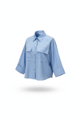 CAMICIA CROP AZZURRA